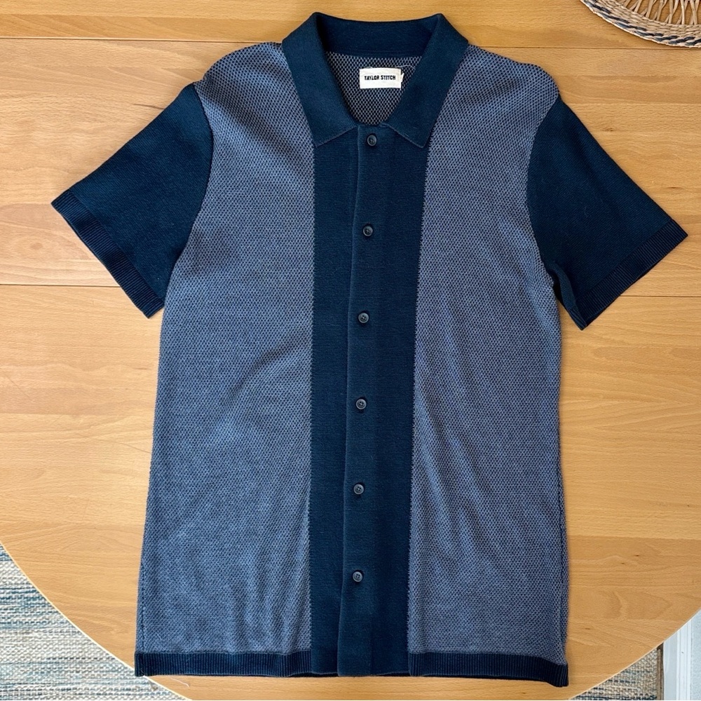 Taylor Stitch BLUE Knit Polo Button Down EUC